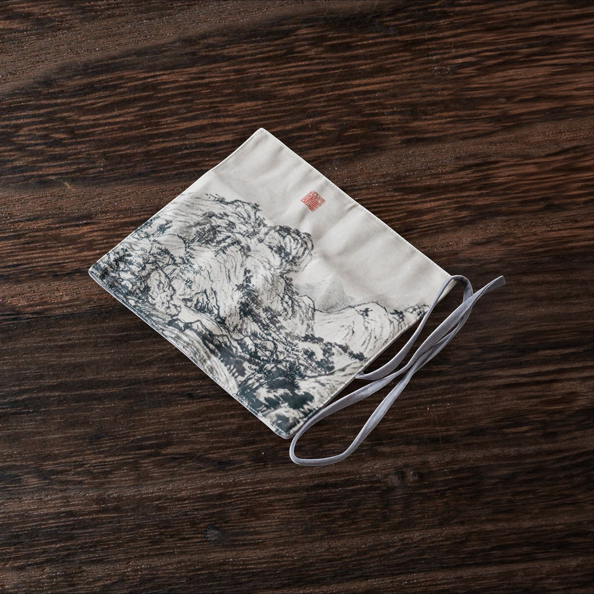 Close-up detail of Ink Mountain Gong Fu Cha travel mat