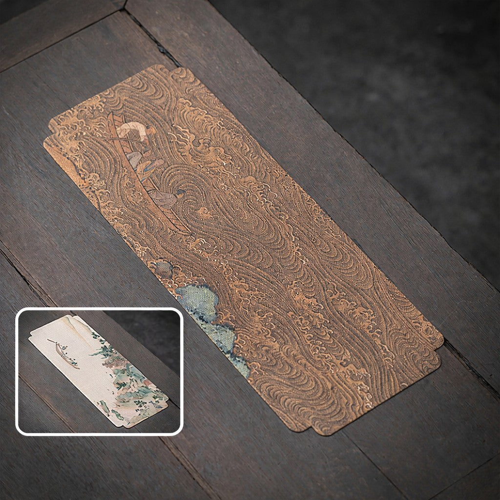 Waterproof Chinese art tea mat with Listening to the River design